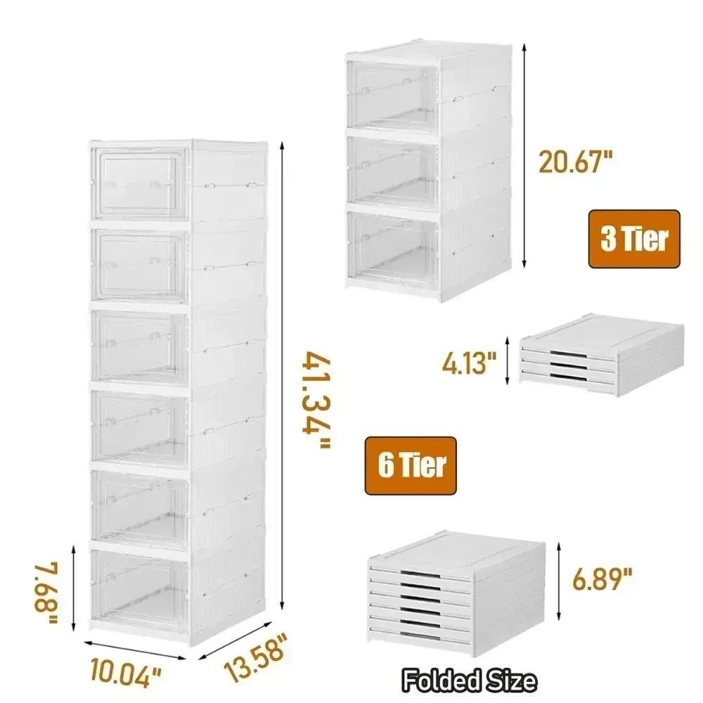 1pc Foldable Shoes Box Dustproof Thickening Footwear Organizer Cabinet Transparent Stackable Installation Free Closetshoe Rack