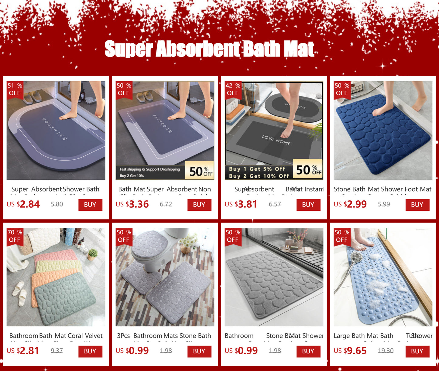 Super Absorbent Shower Bath Mat