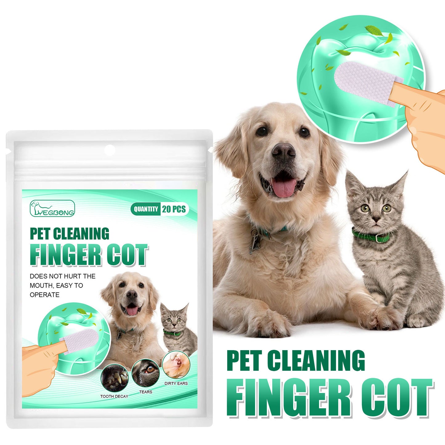 Pet Cleaning Teeth Finger Wipes Remove Tartar And Tears