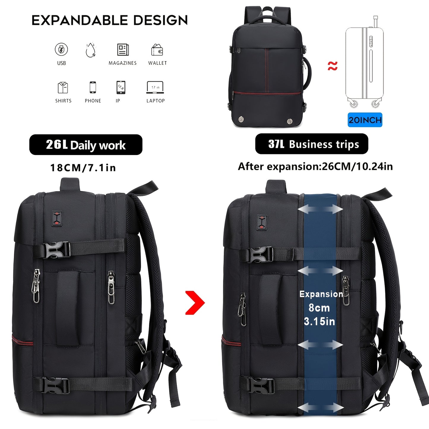 Expandable Vacuum Compression Backpack