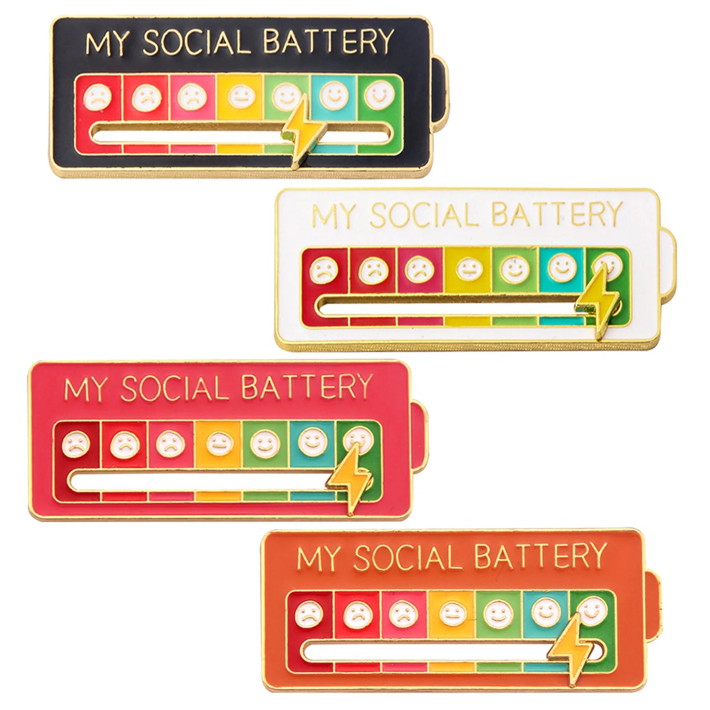 Social Battery Status Brooches