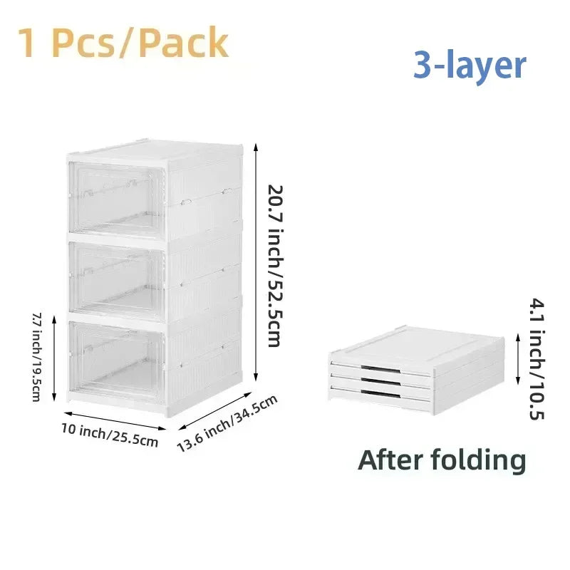 1pc Foldable Shoes Box Dustproof Thickening Footwear Organizer Cabinet Transparent Stackable Installation Free Closetshoe Rack