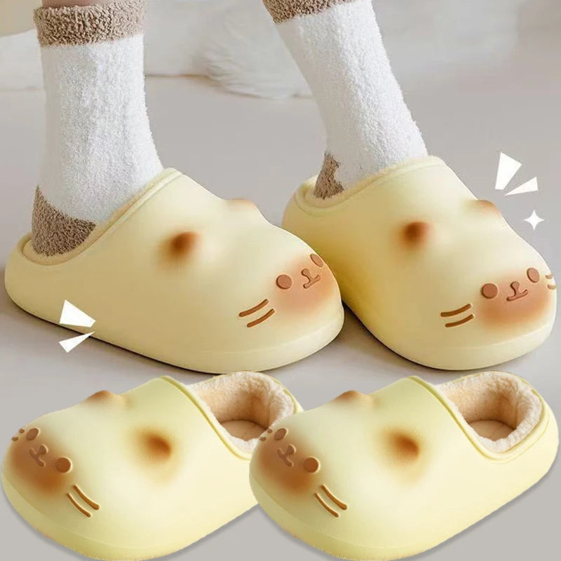 Cat Paw Print Fluffy Slippers