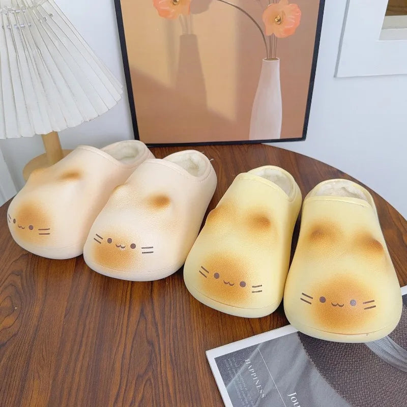 Cat Paw Print Fluffy Slippers