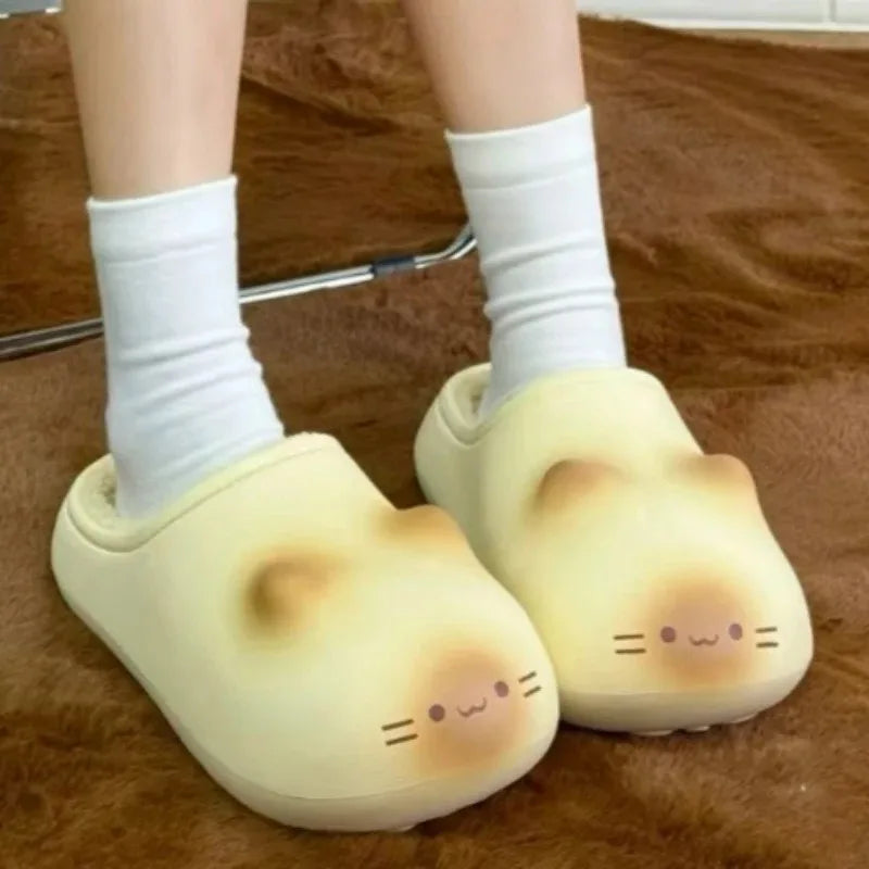 Cat Paw Print Fluffy Slippers