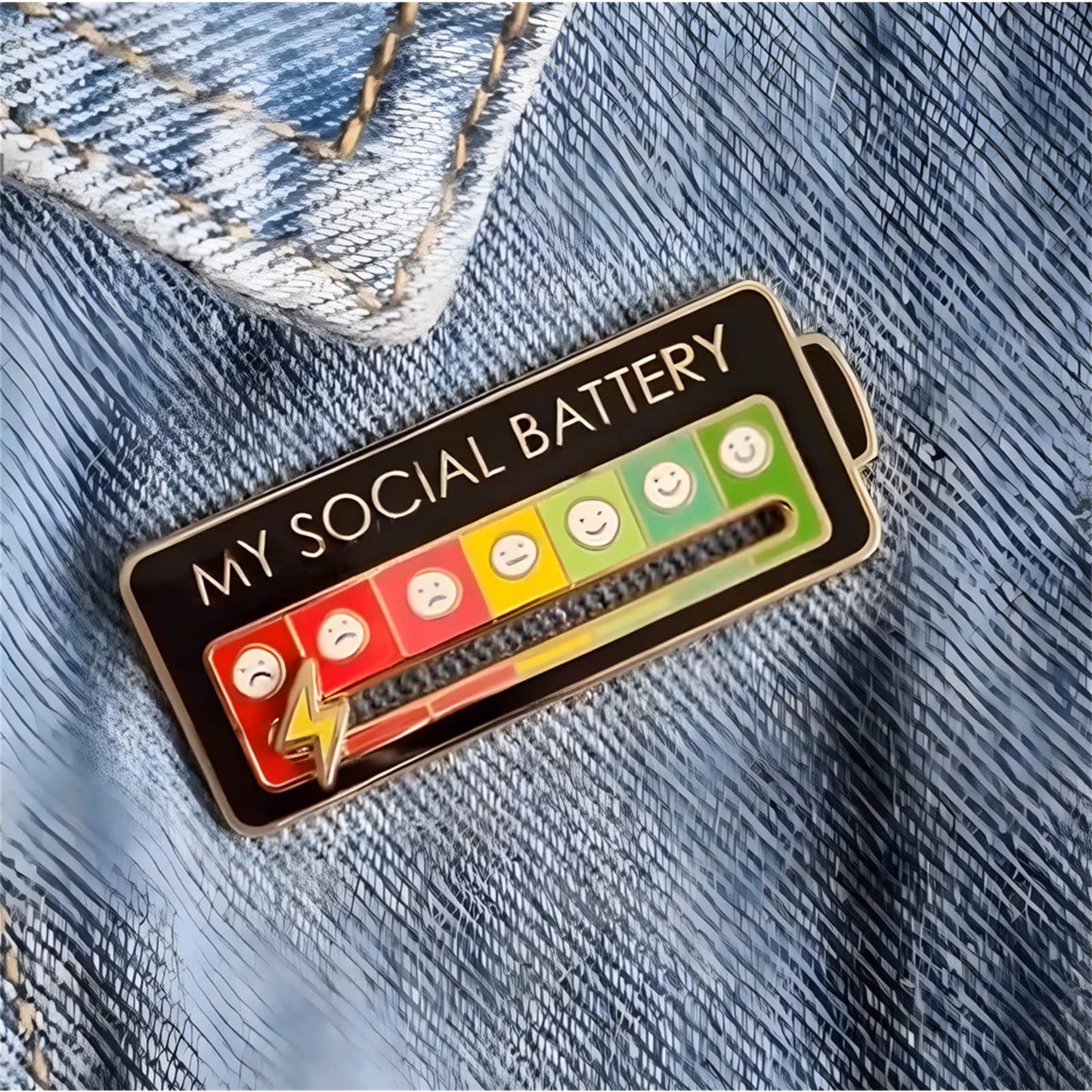 Social Battery Status Brooches