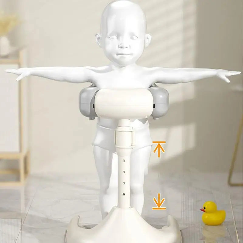 Portable Baby Bath Stand djustable Height Baby Shower Standing Support Wash Seat with Armrest Bath Helper Anti-Skip Base
