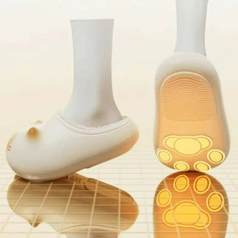 Cat Paw Print Fluffy Slippers