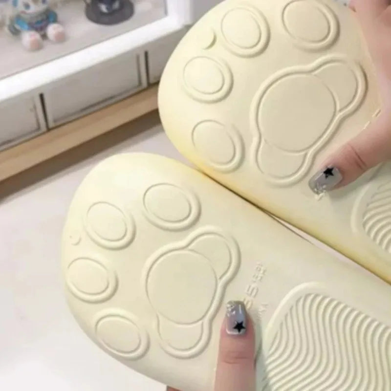 Cat Paw Print Fluffy Slippers