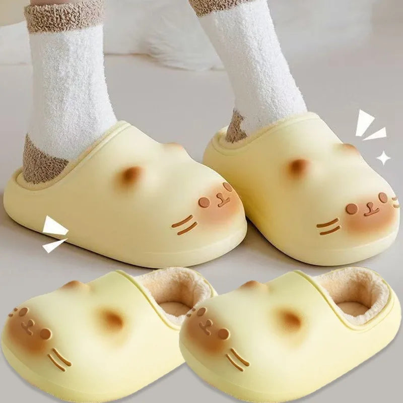 Cat Paw Print Fluffy Slippers
