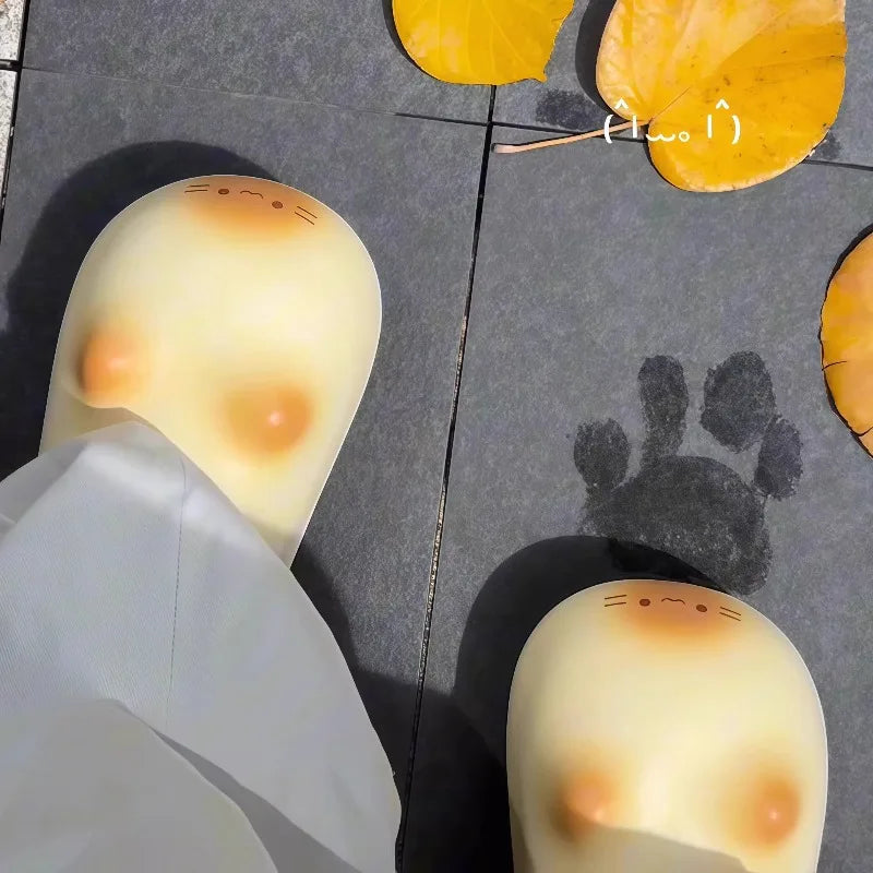 Cat Paw Print Fluffy Slippers