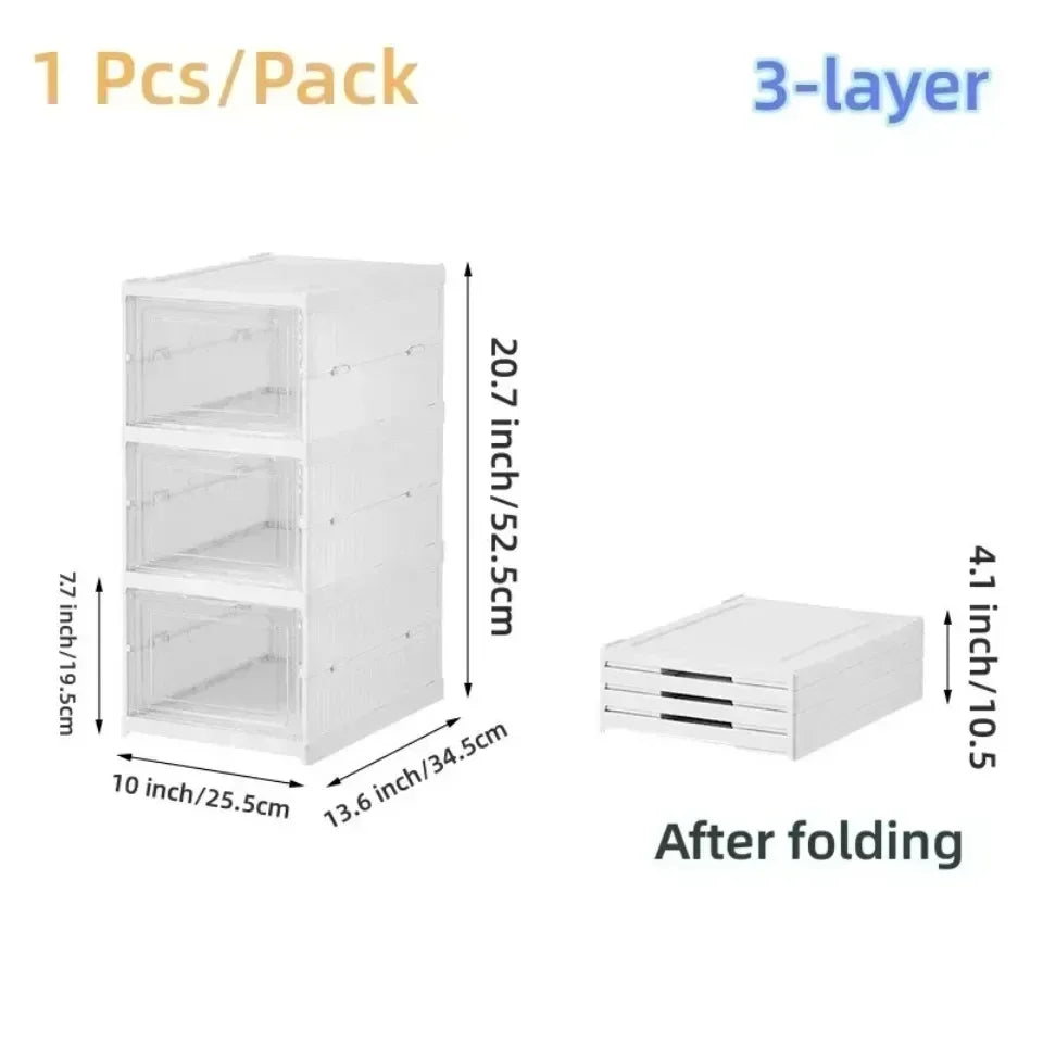 1pc Foldable Shoes Box Dustproof Thickening Footwear Organizer Cabinet Transparent Stackable Installation Free Closetshoe Rack