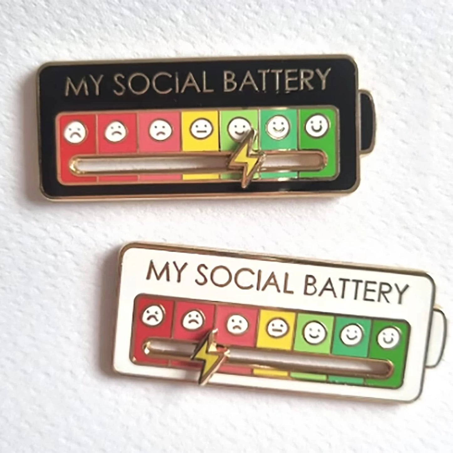 Social Battery Status Brooches