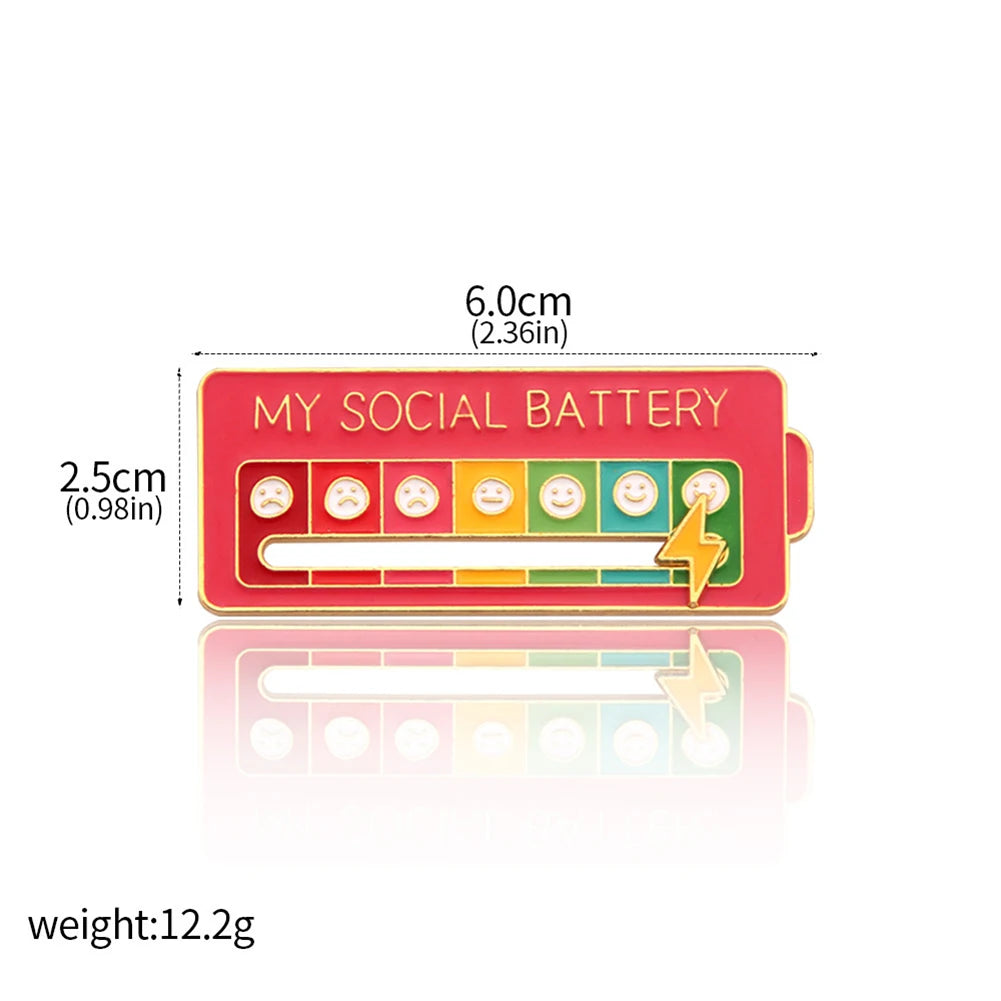 Social Battery Status Brooches