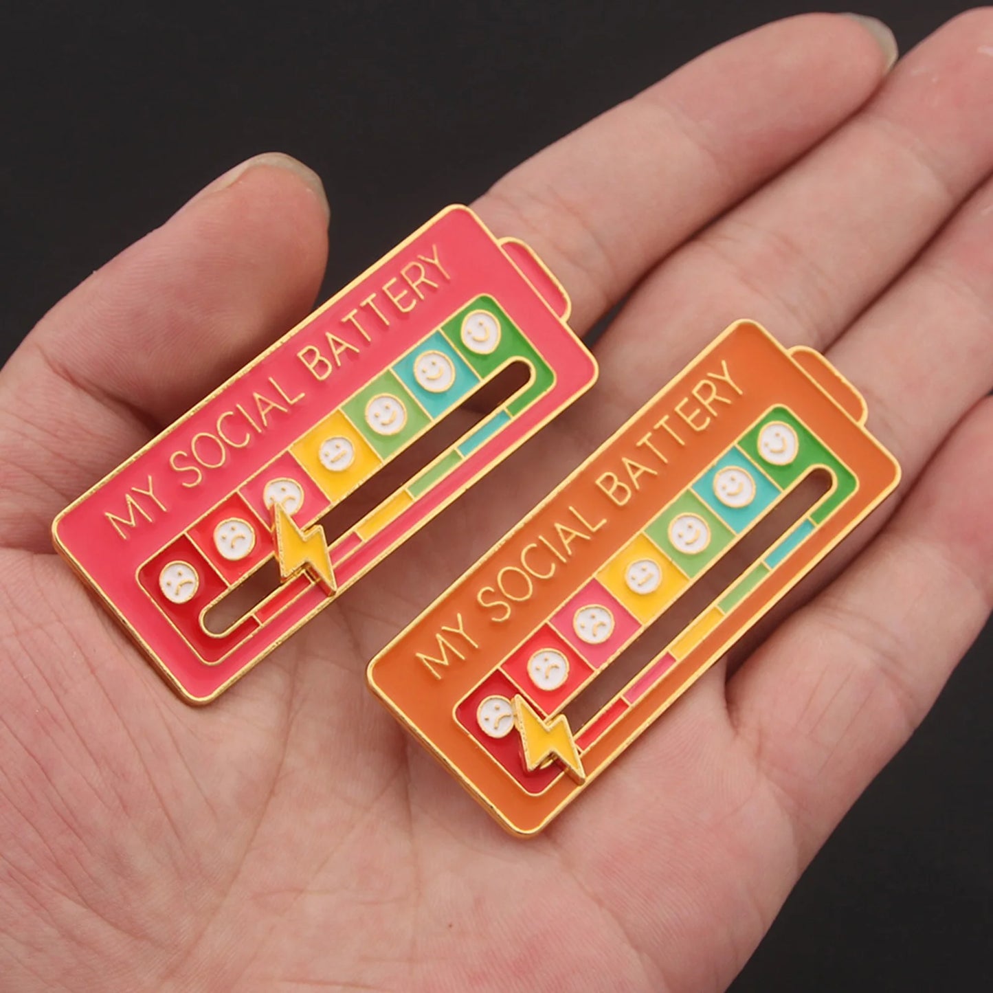 Social Battery Status Brooches