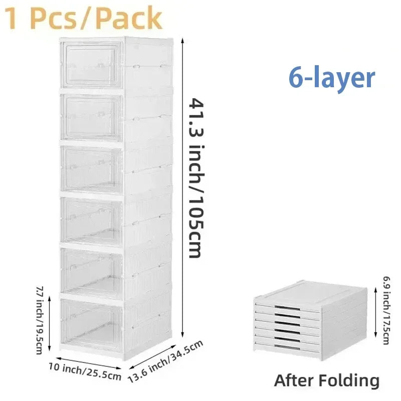 1pc Foldable Shoes Box Dustproof Thickening Footwear Organizer Cabinet Transparent Stackable Installation Free Closetshoe Rack